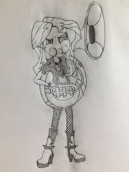 Size: 2448x3264 | Tagged: safe, artist:puffedcheekedblower, sunset shimmer, equestria girls, musical instrument, sousaphone, tuba