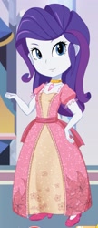 Size: 713x1648 | Tagged: safe, artist:unicornsmile, rarity, equestria girls, clothes, dress, female, jewelry, pendant, pink dress, princess, smiling, solo, standing