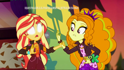 Size: 1920x1080 | Tagged: safe, screencap, adagio dazzle, sunset shimmer, better together, equestria girls, sunset's backstage pass!, blank eyes, discovery kids, geode of empathy, glowing eyes, magical geodes, mind reading, music festival outfit, spanish, spiked headband, white eyes, wide eyes