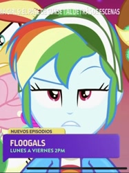 Size: 589x786 | Tagged: safe, screencap, applejack, fluttershy, rainbow dash, sunset shimmer, better together, equestria girls, sunset's backstage pass!, cropped, rainbow dash is not amused, raised eyebrow, solo focus, unamused