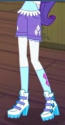 Size: 215x415 | Tagged: safe, screencap, rarity, equestria girls, legend of everfree, boots, camp everfree outfits, clothes, cropped, hips, jewelry, legs, pictures of legs, shorts, socks, solo
