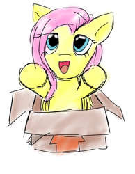 Size: 448x576 | Tagged: safe, artist:artylovr, fluttershy, pegasus, pony, box, cute, looking at you, shyabetes