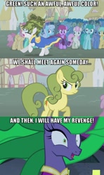 Size: 500x844 | Tagged: safe, carrot top, golden harvest, mane-iac, rarity, pony, unicorn, caption, image macro, meme, text