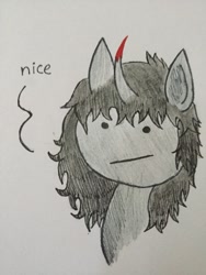 Size: 900x1200 | Tagged: safe, artist:ice-star-pony, derpibooru import, king sombra, pony, :/, alternate hairstyle, curved horn, dialogue, doodle, faic, i've seen some shit, male, solo, thousand yard stare, traditional art, wat