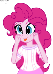 Size: 2722x3807 | Tagged: safe, artist:asika-aida, pinkie pie, equestria girls, alternate costumes, high res, pinkie being pinkie, silly, silly face, silly human, simple background, solo, tongue out, transparent background