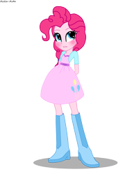 Size: 3639x5061 | Tagged: safe, artist:asika-aida, pinkie pie, equestria girls, alternate costumes, blushing, solo