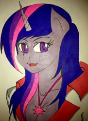 Size: 760x1050 | Tagged: safe, artist:mr-skyliner34, derpibooru import, twilight sparkle, anthro, necklace, solo