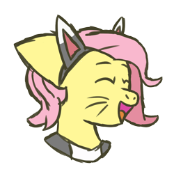 Size: 768x768 | Tagged: safe, artist:mediconmontres, fluttershy, oc, oc:cottontail, pegasus, pony, alternate hairstyle, alternate universe, cat ears, fluttercat, solo, ultimare universe