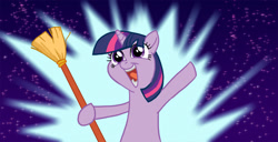 Size: 1558x800 | Tagged: artist needed, source needed, safe, derpibooru import, twilight sparkle, broom, meme, solo, x all the y