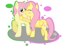 Size: 3508x2480 | Tagged: safe, artist:pgsoniapl, butterscotch, fluttershy, pegasus, pony, female, flutterscotch, high res, kissing, male, rule 63, self ponidox, selfcest, shipping, straight