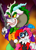 Size: 1584x2193 | Tagged: safe, artist:blackbewhite2k7, discord, pinkie pie, earth pony, pony, crossover, discopie, female, fire, gun, harley quinn, heart, jokercord, male, pinkie quinn, shipping, straight, the joker