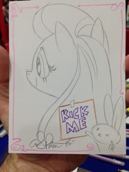 Size: 768x1024 | Tagged: safe, artist:andypriceart, angel bunny, fluttershy, pegasus, pony, andy you magnificent bastard, kick me, prank, traditional art