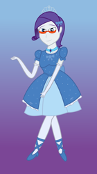 Size: 700x1250 | Tagged: safe, artist:disty dusk, elusive, rarity, equestria girls, ballerina, ballet slippers, clothes, crossdressing, dress, equestria guys, evening gloves, glasses, gloves, heart eyes, jewelry, long gloves, male, rule 63, smiling, solo, tiara