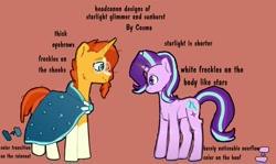 Size: 1639x975 | Tagged: safe, artist:lunar_cosmos, starlight glimmer, sunburst, pony, unicorn, concept art, freckles