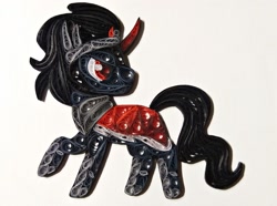 Size: 2605x1937 | Tagged: safe, artist:rzymonzpapieru, derpibooru import, king sombra, unicorn, craft, irl, paper, papercraft, photo, quilling, solo