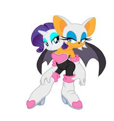 Size: 792x840 | Tagged: safe, rarity, pony, unicorn, conjoined, crossover, fusion, rouge the bat, sonic the hedgehog (series), we have become one