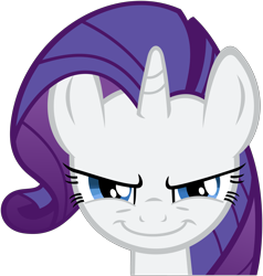 Size: 5075x5341 | Tagged: safe, artist:flutterguy317, part of a set, rarity, pony, unicorn, .svg available, absurd resolution, close-up, evil grin, grin, simple background, smiling, solo, transparent background, vector