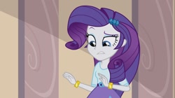 Size: 1100x618 | Tagged: safe, screencap, rarity, equestria girls, hamstocalypse now, solo