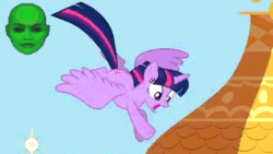 Size: 640x360 | Tagged: safe, derpibooru import, edit, twilight sparkle, twilight sparkle (alicorn), alicorn, pony, animated, cybermorph, female, mare, meme, where did you learn to fly?