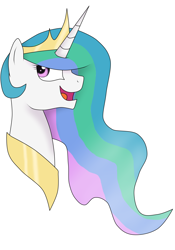 Size: 3500x5000 | Tagged: safe, artist:vicakukac200, princess celestia, alicorn, pony, bust, crown, female, horn, mare, multicolored mane, solo, white coat