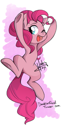 Size: 837x1668 | Tagged: safe, artist:thewondercrew, pinkie pie, earth pony, pony, cute, diapinkes, female, happy, mare, open mouth, simple background, solo, wink