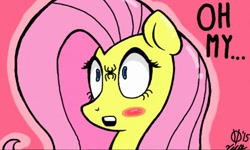 Size: 512x308 | Tagged: safe, artist:professormlp, fluttershy, pegasus, pony, spider, 3ds, female, oh my, solo