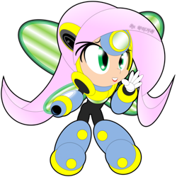 Size: 1600x1601 | Tagged: safe, artist:imdudrjsmi, fluttershy, human, crossover, humanized, megaman, megamare, simple background, solo, transparent background