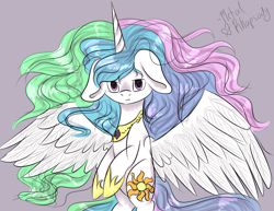 Size: 3850x2975 | Tagged: safe, artist:zombiecupcake101, princess celestia, alicorn, pony, bipedal, floppy ears, frown, looking at you, simple background, solo, spread wings, unamused