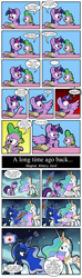 Size: 1075x3613 | Tagged: safe, artist:kingtoby19, princess celestia, princess luna, spike, twilight sparkle, twilight sparkle (alicorn), alicorn, dragon, pony, abuse, club, comic, engrish, knocked out, magic, princess celestia's special princess making dimension, scar, telekinesis, transplant, twilybuse