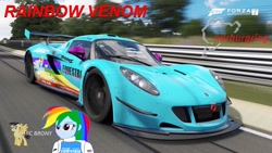 Size: 1280x720 | Tagged: safe, artist:forzaveteranenigma, derpibooru import, rainbow dash, fanfic:equestria motorsports, equestria girls, car, driving, europe, forza motorsport 7, germany, hennessey, hennessey performance, hennessey venom, hennessey venom gt, hypercar, nurburgring, nurburgring nordschleife, photo, race track, racing, racing suit, watermark