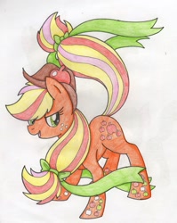 Size: 1024x1286 | Tagged: safe, artist:natura-aranza, applejack, earth pony, pony, rainbow power, solo, traditional art