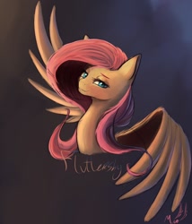 Size: 1200x1400 | Tagged: safe, artist:miokomata, fluttershy, pegasus, pony, fangs, looking at you, solo