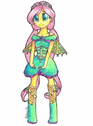 Size: 3151x4267 | Tagged: safe, artist:0okami-0ni, fluttershy, equestria girls, solo, traditional art