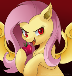 Size: 979x1033 | Tagged: safe, artist:hikariviny, fluttershy, apple, flutterbat, solo