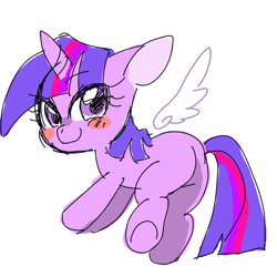 Size: 600x600 | Tagged: safe, artist:kyubi, derpibooru import, twilight sparkle, blank flank, filly, pixiv, solo