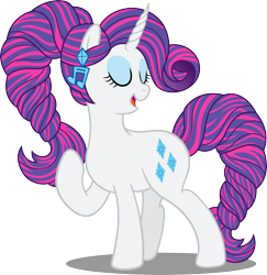 Size: 6389x6562 | Tagged: safe, artist:sugar-loop, rarity, pony, unicorn, absurd resolution, alternate hairstyle, eyes closed, female, mare, open mouth, simple background, smiling, solo, transparent background