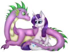 Size: 1024x768 | Tagged: safe, artist:clarissa0210, rarity, spike, dragon, pony, unicorn, female, male, mare, older, shipping, simple background, sparity, straight, transparent background