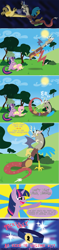 Size: 1421x6000 | Tagged: safe, artist:always-a-keepsake, derpibooru import, discord, fluttershy, twilight sparkle, pegasus, pony, keep calm and flutter on, comic, mermaid man and barnacle boy iii, mermaidman and barnacleboy iii, parody, reference, spongebob squarepants, tickle belt, tickling