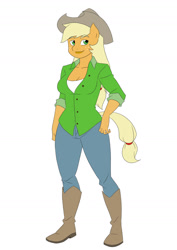 Size: 1200x1697 | Tagged: safe, artist:thecreator9, applejack, anthro, applerack, breasts, female, solo