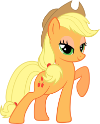 Size: 6192x7711 | Tagged: safe, artist:slb94, applejack, rarity, earth pony, pony, absurd resolution, bedroom eyes, raised hoof, rarity pose, recolor, simple background, solo, transparent background, vector