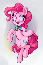 Size: 654x976 | Tagged: dead source, safe, artist:sunbusting, pinkie pie, earth pony, pony, bell, bell collar, bowtie, collar, solo