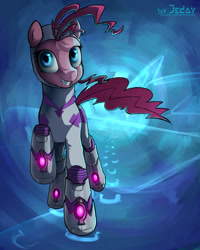 Size: 1200x1500 | Tagged: safe, artist:jedayskayvoker, pinkie pie, earth pony, pony, outfit, raised hoof, solo, supermare