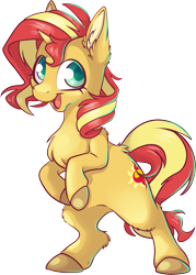 Size: 3188x4450 | Tagged: safe, artist:cutepencilcase, sunset shimmer, pony, unicorn, chest fluff, cute, female, mare, rearing, shimmerbetes, simple background, solo, transparent background