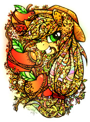 Size: 845x1139 | Tagged: safe, artist:twistedmindbrony, applejack, earth pony, pony, apple, rope, solo