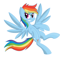 Size: 8150x7449 | Tagged: safe, artist:mysteriouskaos, derpibooru import, rainbow dash, pegasus, pony, female, flying, mare, simple background, smiling, solo, transparent background, wings