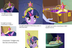 Size: 716x472 | Tagged: safe, derpibooru import, screencap, twilight sparkle, twilight sparkle (alicorn), alicorn, equestria girls, friendship is magic, magical mystery cure, princess twilight sparkle (episode), the return of harmony, big crown thingy, crown, element of magic, elements of harmony, jewelry, regalia, solo, tiara