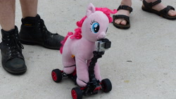 Size: 4000x2248 | Tagged: safe, pinkie pie, earth pony, pony, bronycon, build-a-bear, camera, photo, remote control