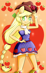 Size: 2604x4181 | Tagged: safe, artist:riouku, applejack, equestria girls, absurd resolution, clothes, dress, fall formal outfits, ponied up, sleeveless, solo, strapless