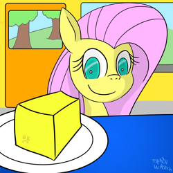 Size: 4000x4000 | Tagged: safe, artist:train wreck, fluttershy, pegasus, pony, butter, crossover, eyes on the prize, pumkin world