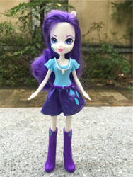 Size: 600x800 | Tagged: safe, rarity, equestria girls, boots, clothes, doll, high heel boots, irl, jewelry, looking at you, necklace, photo, pony ears, skirt, solo, toy